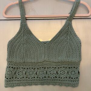 Hollister Olive Crochet Crop Top